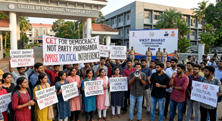 വികസിത് ഭാരത് തിരുവനന്തപുരം CETയിലെ ‘വികസിത് ഭാരത്’ പരിപാടി വിവാദത്തിൽ; വന്ദേമാതരം ആലാപനത്തെ ചൊല്ലി വിദ്യാർഥി പ്രതിഷേധം